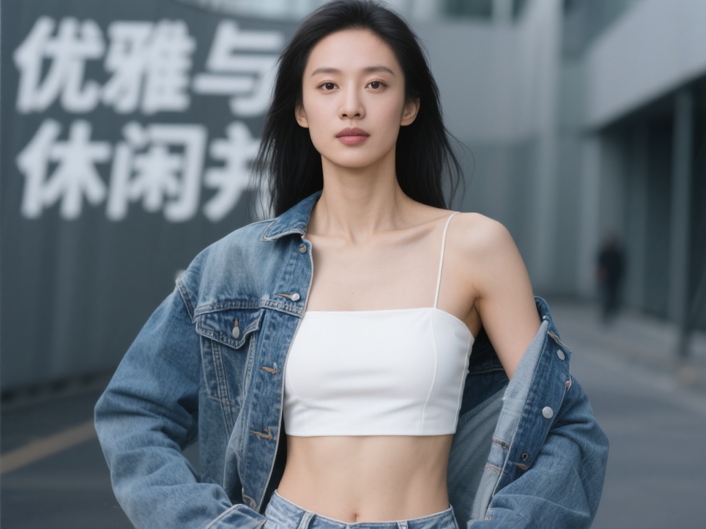 吴艳妮惊艳亮相活动,白色抹胸配牛仔外套展新风采 吴艳妮此次选择的白色抹胸设计简约大方,凸